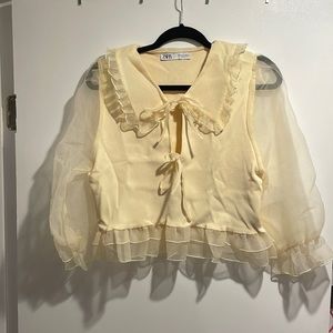 Zara sheer sleeve top size M
